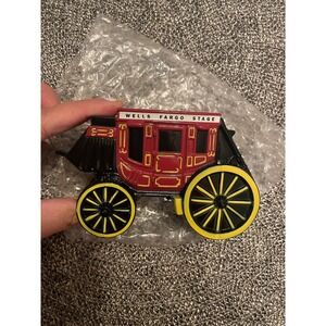 Wells Fargo Bank Stagecoach Metal Coin Bank Vintage San Francisco with Key Red